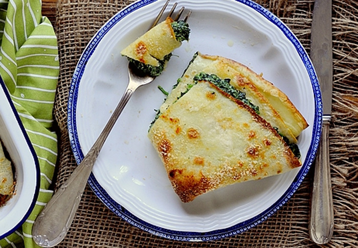 Tortino di Crespelle, Spinaci e Radicchio al Microonde